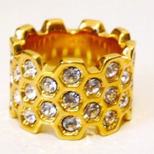 Real Collectibles by Adrienne Goldtone Crown Band Ring Size 8